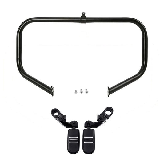 Black Highway Engine Guard Crash Bar Footpegs Fit For Harley Street Glide 09-24