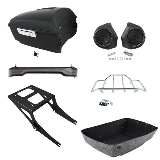 King Trunk Speakers LED Light Mount Rack Fit For Harley Fatboy 2008-2017