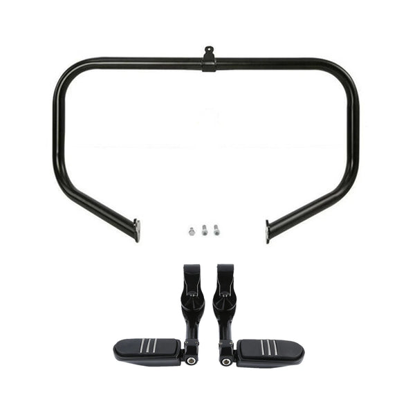 Engine Crash Bar Long Angled Foot Pegs Fit For Harley Touring Street Glide 09-24