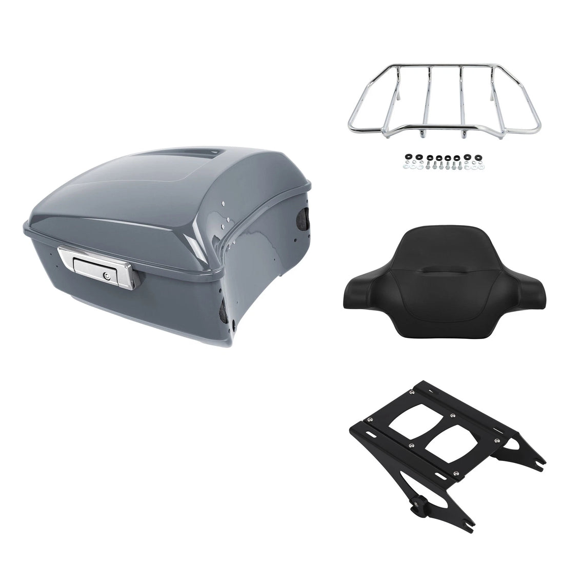 King Trunk Backrest Rack Mount Fit For Harley Cvo Street Glide 14+ Gunship Gray