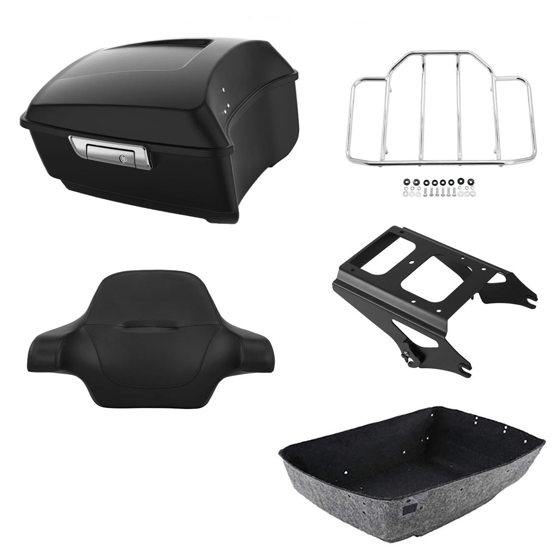 Matte Black King Trunk Luggage Pad Mounting Rack Fit For Harley Touring 2009-13