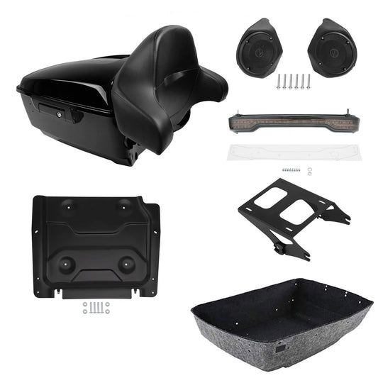 King Trunk Luggage Backrest Mount Speakers Plate Fit For Harley Touring 2014-26