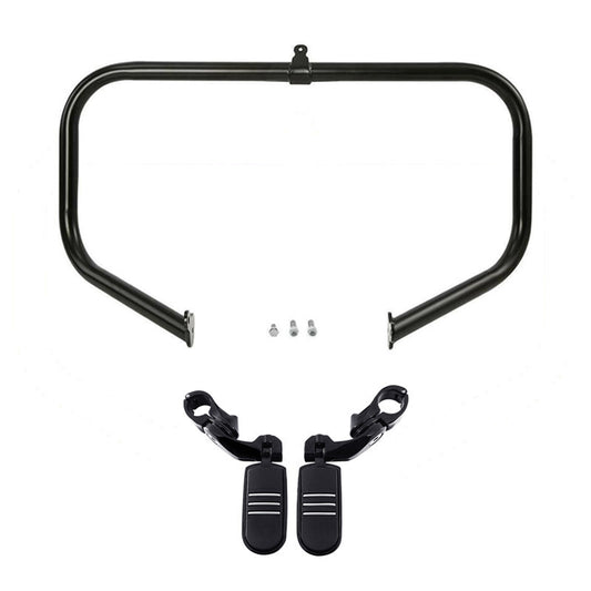 Black Highway Engine Guard Crash Bar Footpegs Fit For Harley Road Glide 2009-24