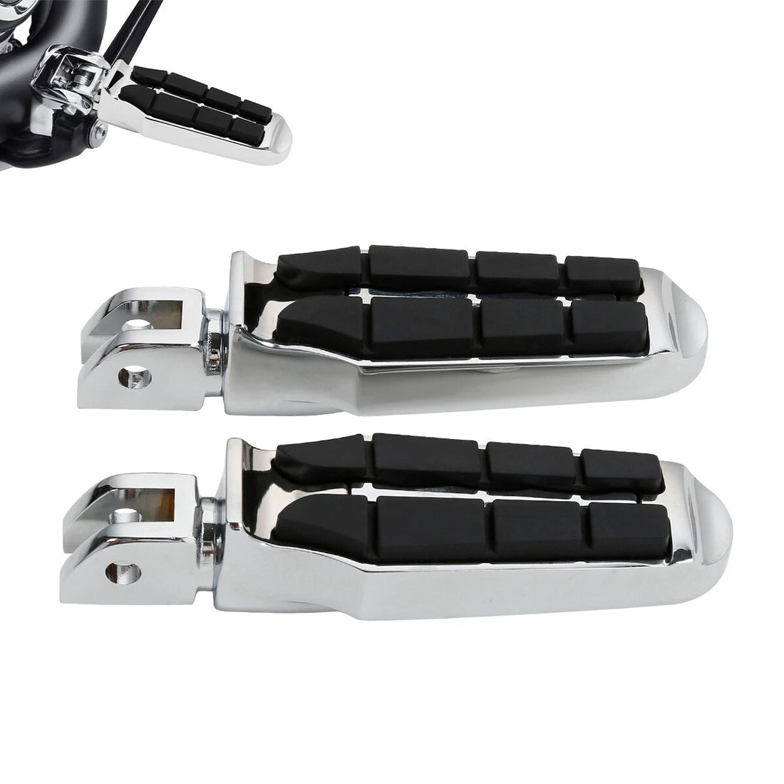 Chrome Rubber Driver Foot Pegs Fit For Harley Softail Street Bob Fat Boy 18-24