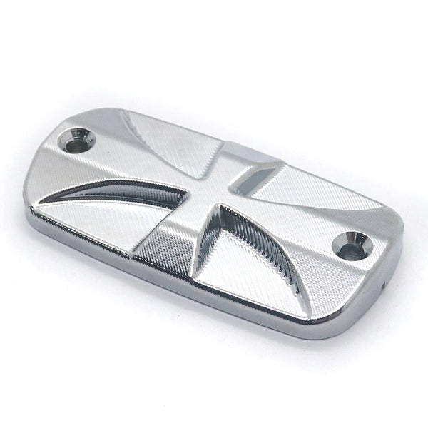 Chrome Cross Front Brake Fluid Cap For Yamaha Kawasaki Honda Suzuki Cruisers