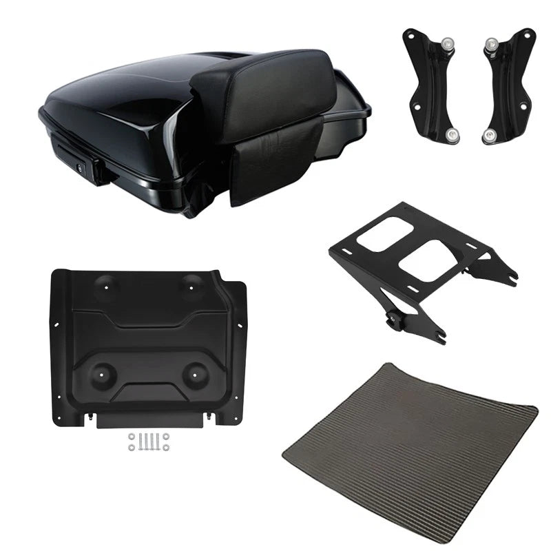 Black Razor Trunk Backrest Rack Docking Plate Fit For Harley Electra Glide 14-26