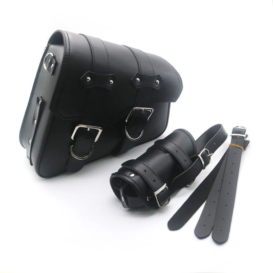 Black Artificial Leather Right Saddlebag With Drink Holder For Sportster XL 1200