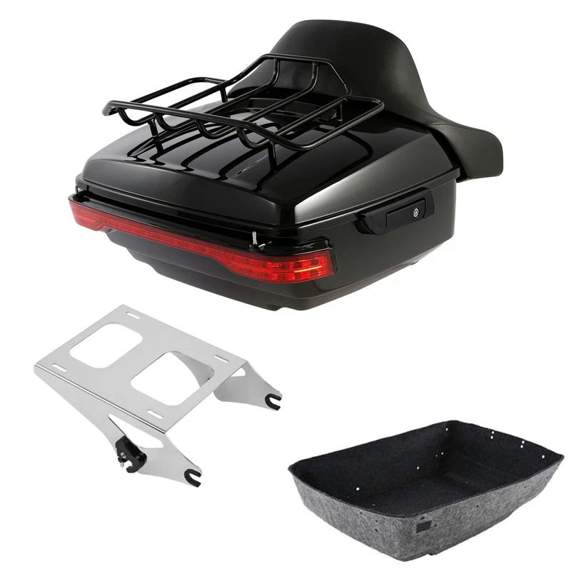 King Trunk Pad LED Light Mount Rack Fit For Harley Touring Cvo Road Glide '14-26