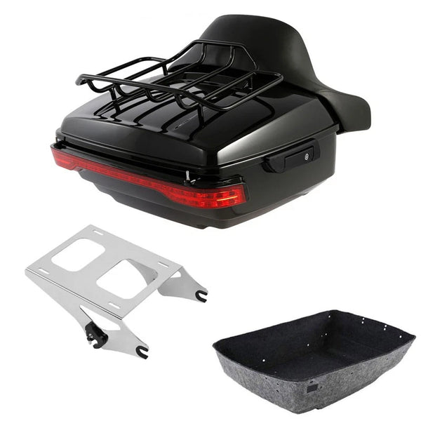 King Trunk Pad LED Light Mount Rack Fit For Harley Touring Cvo Road Glide '14-26