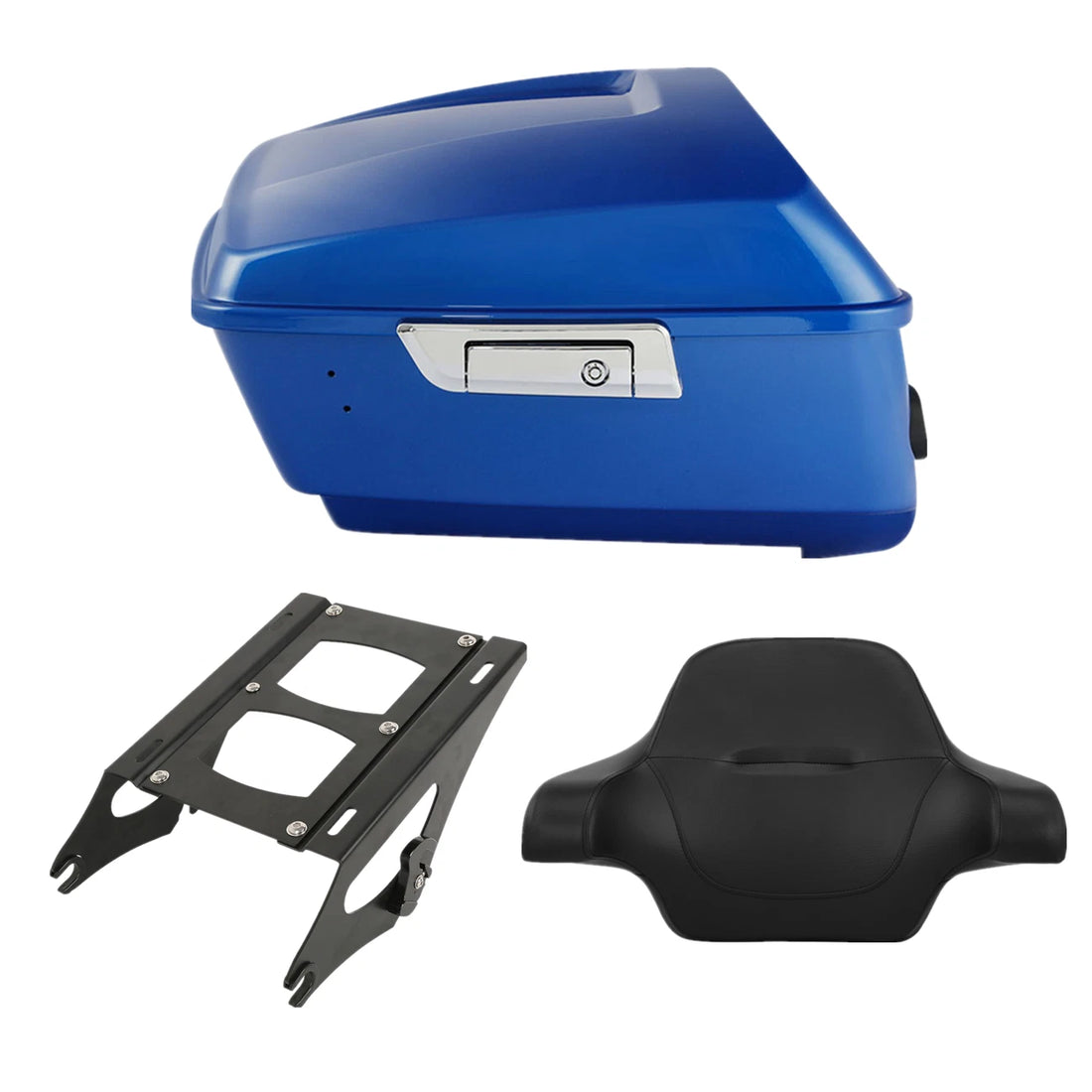 King Trunk Pad + Mount Rack Fit For Harley Touring Glide 14-25 Electric Blue