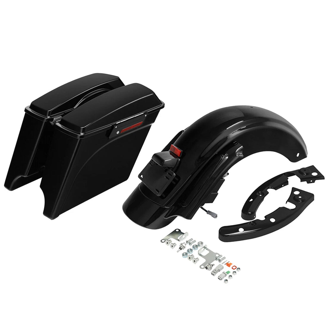 Black 5" Stretched Saddlebag Rear Fender System Fit For Harley Touring 2009-2013