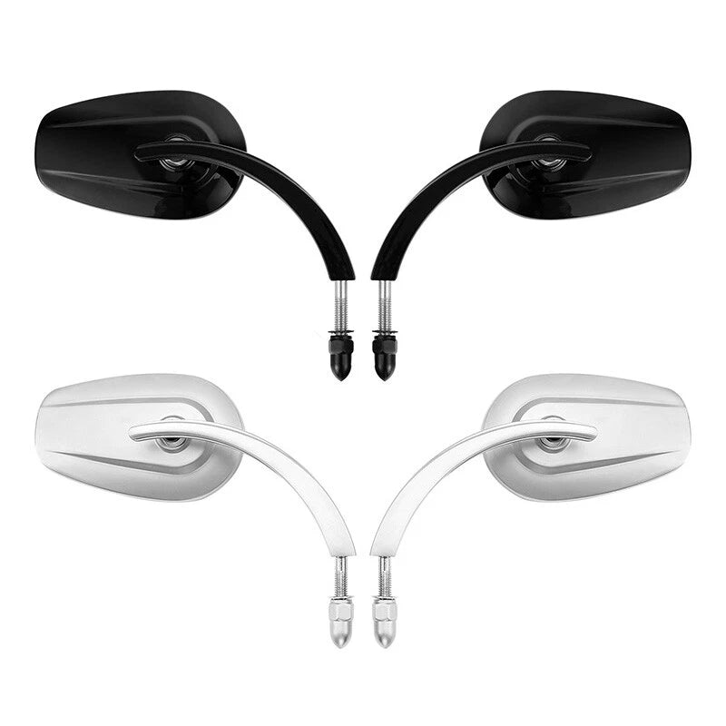 Large Rear View Mirrors Fit For Harley Heritage Softail Slim Black/Satin Chrome