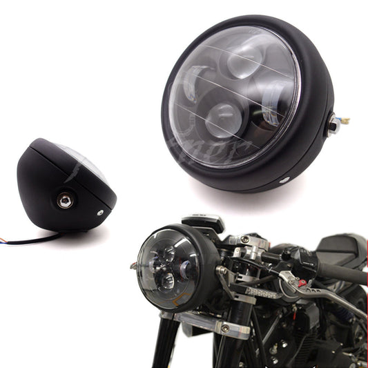 Motorcycle 6.5" Matte Black Metal LED Headlight For GN125 Cafe Racer Bobber