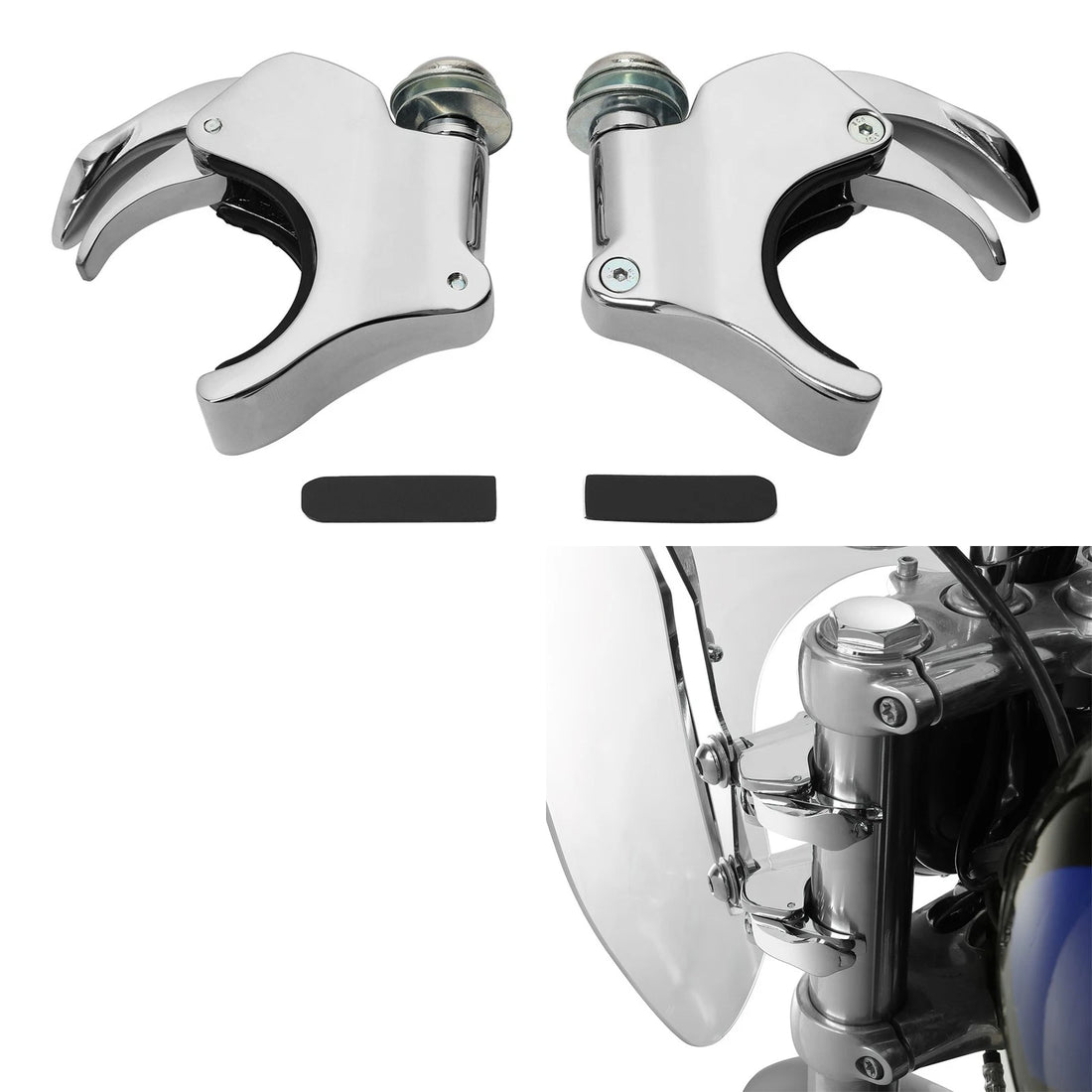 49mm Detachable Windshield Clamp Fit For Harley Dyna Street Bob Wide Glide 06-16
