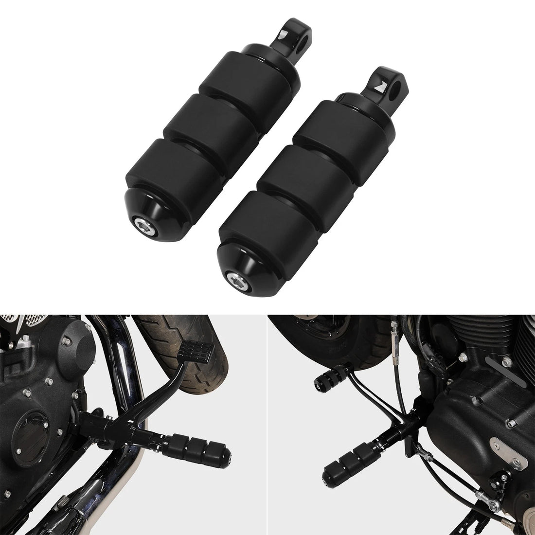 Black Anti Vibration Rubber Footpegs Fit For Harley Softail Fxst Dyna Low Rider