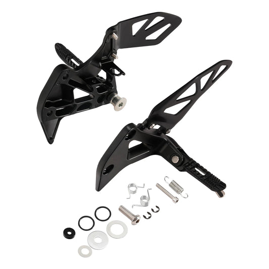 Black Front Driver Footpegs Footrests Bracket Fit For Suzuki GSXR1000 2017-2025