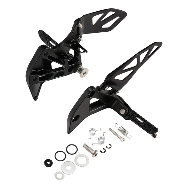 Black Front Driver Footpegs Footrests Bracket Fit For Suzuki GSXR1000 2017-2025