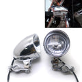 Chrome Bullet Passing Spot Fog Light With Roll Cage Guard Bar Tube Mount Bracket