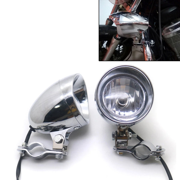 Chrome Bullet Passing Spot Fog Light With Roll Cage Guard Bar Tube Mount Bracket