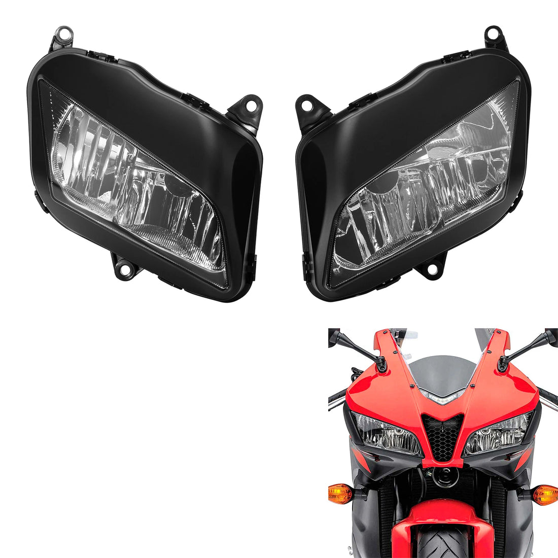 Right & Left Headlight Head Light Fit For 07-12 Honda CBR600RR CBR 600 RR 600RR