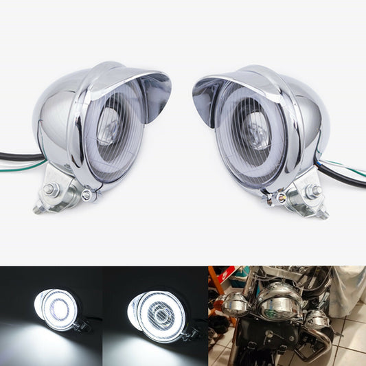 2X LED Passing Spot Fog Light Angel Eye Light For Harley Bobber Touring Custom