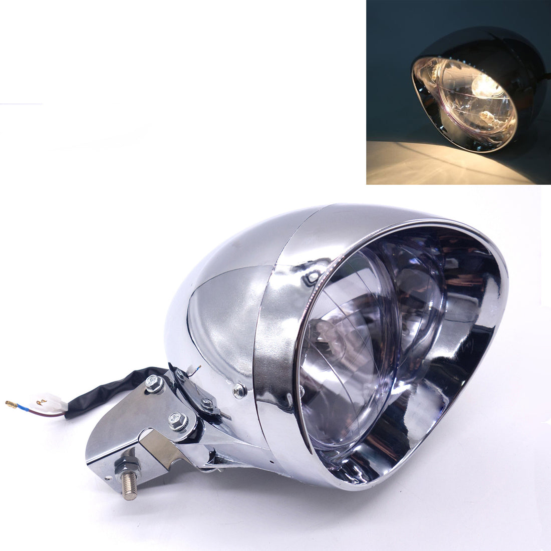 Motorcycle Chrome Bullet Headlight Head Light For Harley Honda Yamaha Custom