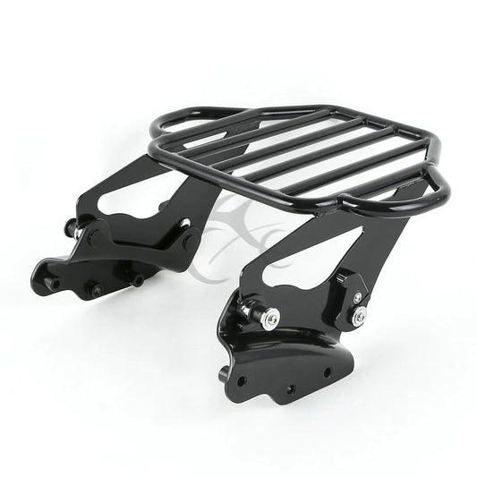Black Two Up Luggage Rack + 4 Point Docking Fit For Harley Electra Glide 2009-13