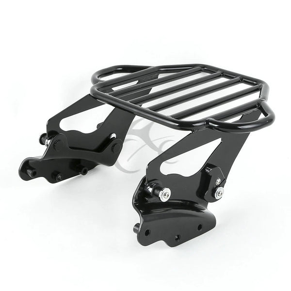 Black Two Up Luggage Rack + 4 Point Docking Fit For Harley Electra Glide 2009-13