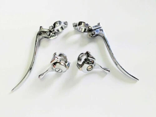 Universal Vintage /Classic Motorcycle Chrome Brass Lever Set + Choke Levers 7/8"