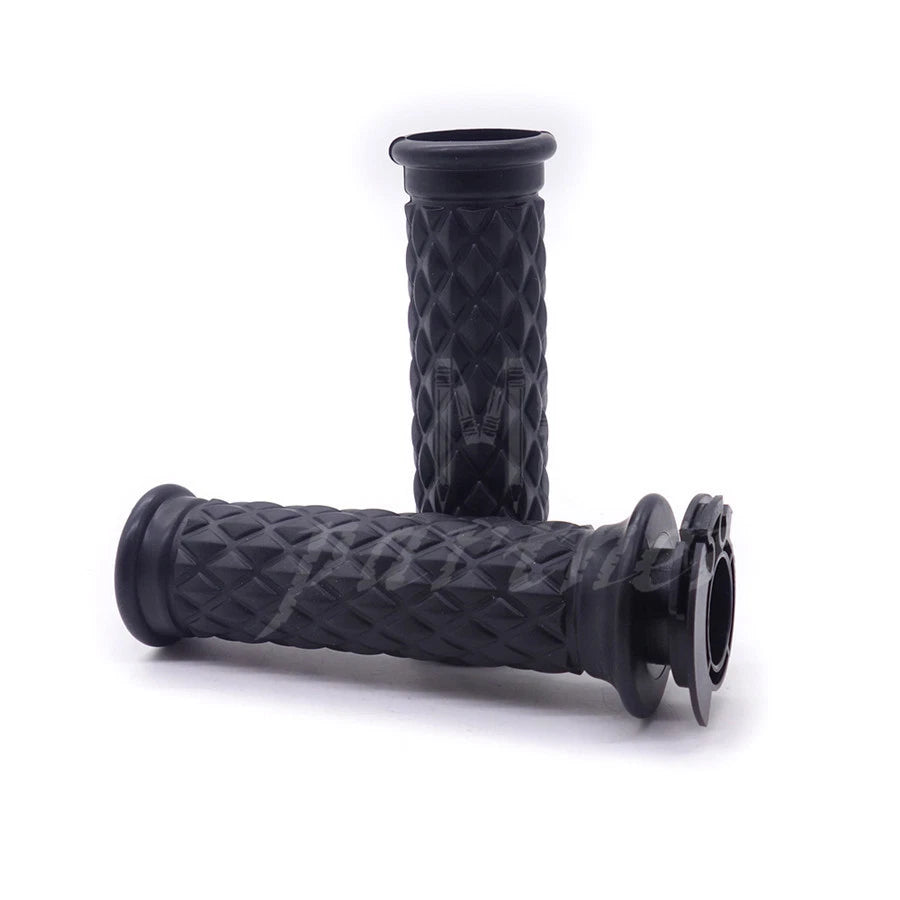7/8" Black Motorcycle Hand Grip Throttle Handlebar Open Bar End Chopper Bobber