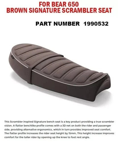 BROWN SIGNATURE SCRAMBLER SEAT FIT FOR ROYAL ENFIELD BEAR